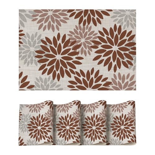 Artoid Mode Blumen Braun Dahlien Herbst PVC Platzsets 4er Set, 30x45cm Tischsets Schmutzabweisend Hitzebeständig Platzdeckchen Küche Deko Artoid Mode Blumen Braun Dahlien Herbst PVC Platzsets 4er Set, 30x45cm Tischsets Schmutzabweisend Hitzebeständig Platzdeckchen Küche Deko von Artoid Mode