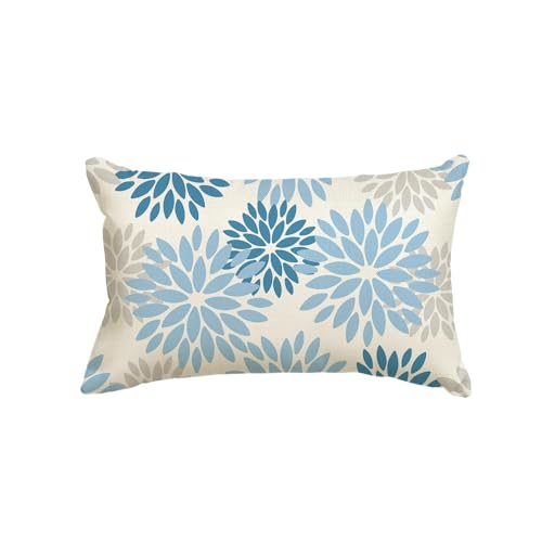 Artoid Mode Blumen Eisblau Dahlien Winter Kissenbezug, 30x50 cm Saisonnal Zierkissenbezug Cushion Cover Couch Wohnzimmer Deko von Artoid Mode