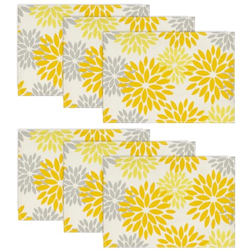 Artoid Mode Blumen Gelb Dahlien Sommer Platzsets 6er Set, 30x45cm Frühling Urlaub Tischsets Waschbar Platzdeckchen Küche Party Deko Artoid Mode Blumen Gelb Dahlien Sommer Platzsets 6er Set, 30x45cm Frühling Urlaub Tischsets Waschbar Platzdeckchen Küche Party Deko von Artoid Mode