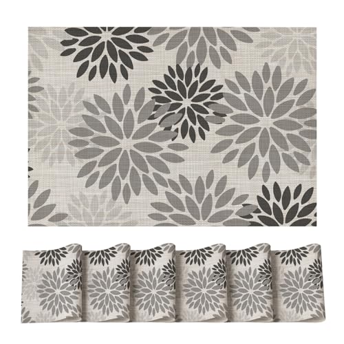 Artoid Mode Blumen Grau Dahlien Herbst PVC Platzsets 6er Set, 30x45cm Tischsets Schmutzabweisend Hitzebeständig Platzdeckchen Küche Deko Artoid Mode Blumen Grau Dahlien Herbst PVC Platzsets 6er Set, 30x45cm Tischsets Schmutzabweisend Hitzebeständig Platzdeckchen Küche Deko von Artoid Mode