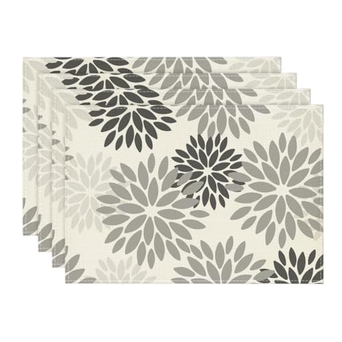 Artoid Mode Blumen Grau Dahlien Herbst Platzsets 4er Set, Sommer 30x45cm Urlaub Tischsets Waschbar Platzdeckchen Küche Party Deko Artoid Mode Blumen Grau Dahlien Herbst Platzsets 4er Set, Sommer 30x45cm Urlaub Tischsets Waschbar Platzdeckchen Küche Party Deko von Artoid Mode