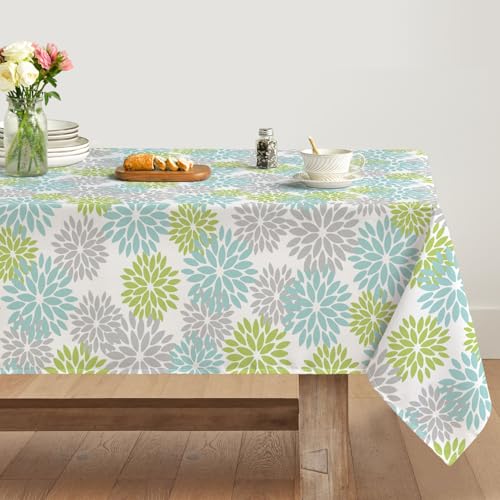 Artoid Mode Blumen Grün Dahlien Herbst Tischdecke 140x160 cm, Saisonnal Fall Fleckschutz Tischwäsche Küche Dekoration Urlaub Party Dekor von Artoid Mode