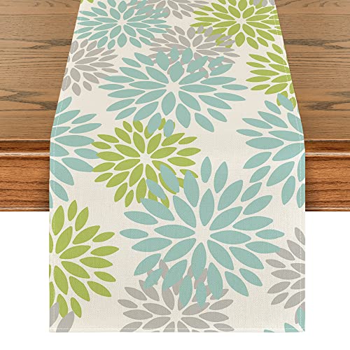 Artoid Mode Blumen Grün Dahlien Frühling Tischläufer, Saisonnal Sommer Küche Tisch Dekoration Drinnen Urlaub Party Dekor 40x300 cm von Artoid Mode