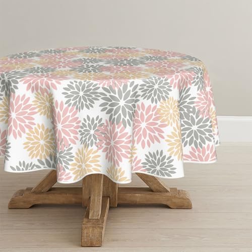 Artoid Mode Blumen Rosa Dahlien Herbst Tischdecke Rund 140 cm, Saisonnal Fall Fleckschutz Tischwäsche Küche Dekoration Urlaub Party Dekor von Artoid Mode