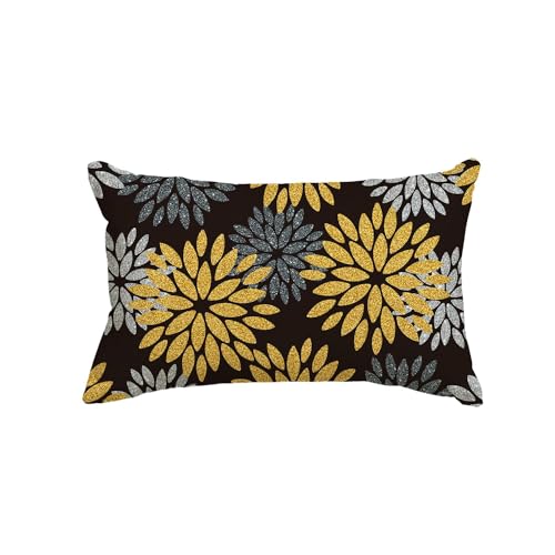 Artoid Mode Blumen Schwarz Gold Dahlien Neujahr Kissenbezug, 30x50 cm Winter Zierkissenbezug Cushion Cover Couch Wohnzimmer Deko von Artoid Mode