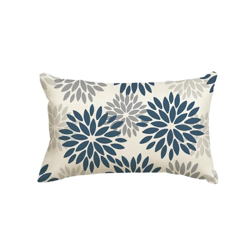 Artoid Mode Blumen Tiefblau Dahlien Winter Kissenbezug, 30x50 cm Saisonnal Zierkissenbezug Cushion Cover Couch Wohnzimmer Deko von Artoid Mode