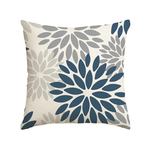 Artoid Mode Blumen Tiefblau Dahlien Winter Kissenbezug, 45x45 cm Saisonnal Zierkissenbezug Cushion Cover Couch Wohnzimmer Deko von Artoid Mode