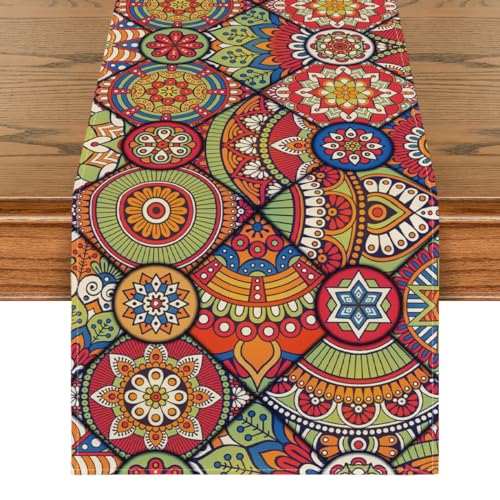 Artoid Mode Boho Ornamenten Vintage Luxus Tischläufer, Saisonnal Küche Esstisch Hochzeit Bankett Dekoration Urlaub Party Dekor 40x140 cm von Artoid Mode