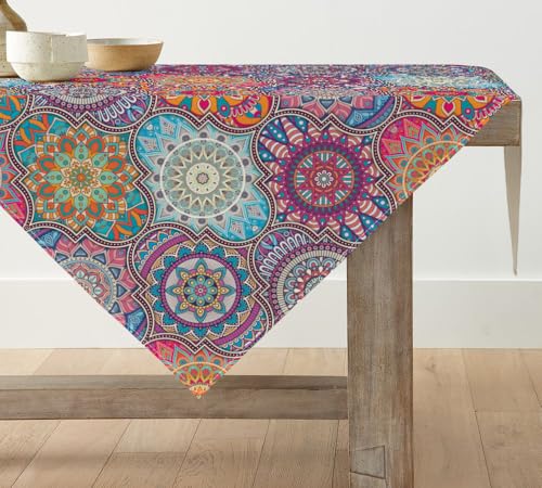 Artoid Mode Boho Vintage Geometrie Marokkanisch Mandala Tischdecke, Tischwäsche Küche Tisch Dekoration Drinnen Urlaub Party Dekor 120x120 cm von Artoid Mode