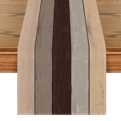 Artoid Mode Braun Planken Antik Alt Rustikal Holz Herbst Tischläufer, Saisonnal Küche Tisch Dekoration Drinnen Urlaub Party Dekor 40x140 cm von Artoid Mode