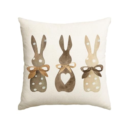 Artoid Mode DREI Hasen Ostern Kissenbezug, 45x45 cm Frühling Saisonnal Zierkissenbezug Cushion Cover Couch Wohnzimmer Deko von Artoid Mode