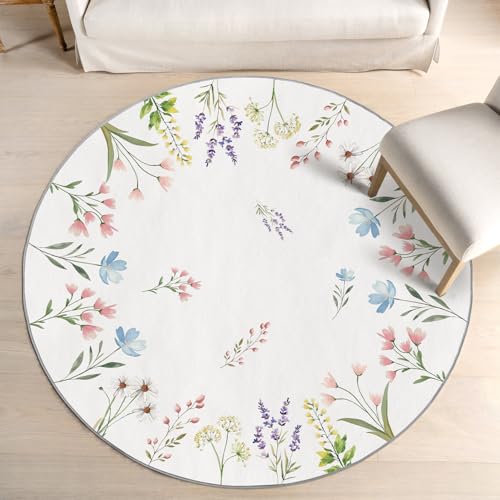 Artoid Mode Daisy Blumen Blätter Pflanzen Frühling Teppich, Rund 120 cm Sommer Relax Kuscheliger Anti-Rutsch Unterseite Küche Wohnzimmer Dekoration Artoid Mode Daisy Blumen Blätter Pflanzen Frühling Teppich, Rund 120 cm Sommer Relax Kuscheliger Anti-Rutsch Unterseite Küche Wohnzimmer Dekoration von Artoid Mode