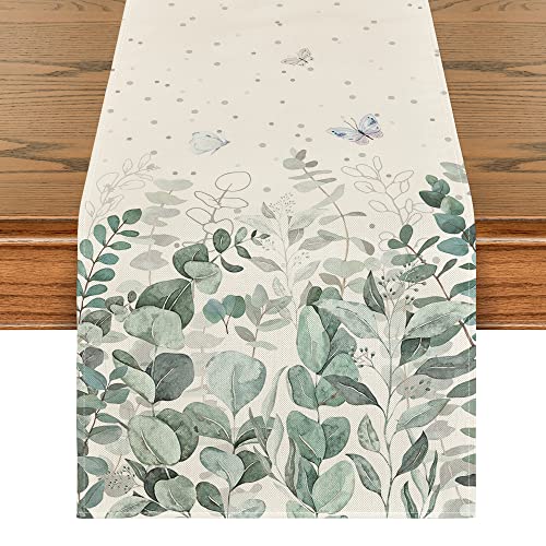 Artoid Mode Eukalyptus Grünes Blatt Sommer Tischläufer, Saisonnal Küche Tisch Dekoration Drinnen Urlaub Party Dekor 40x100 cm von Artoid Mode