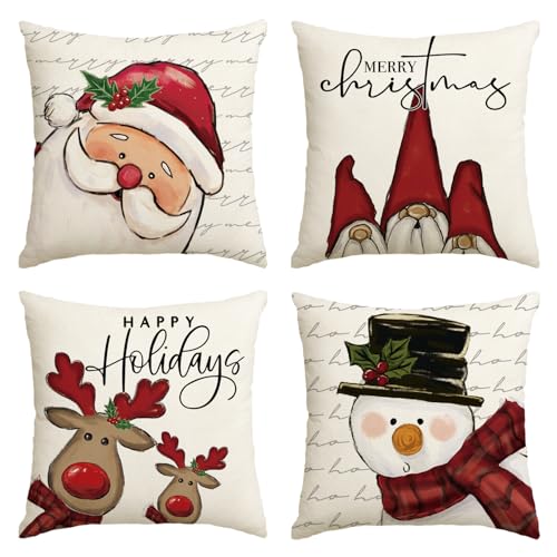Artoid Mode GNOME Rentier Weihnachtsmann Schneemann Weihnachten Kissenbezüge 4er Set, 45x45cm Winter Zierkissenbezug Couch Wohnzimmer Deko Artoid Mode GNOME Rentier Weihnachtsmann Schneemann Weihnachten Kissenbezüge 4er Set, 45x45cm Winter Zierkissenbezug Couch Wohnzimmer Deko von Artoid Mode