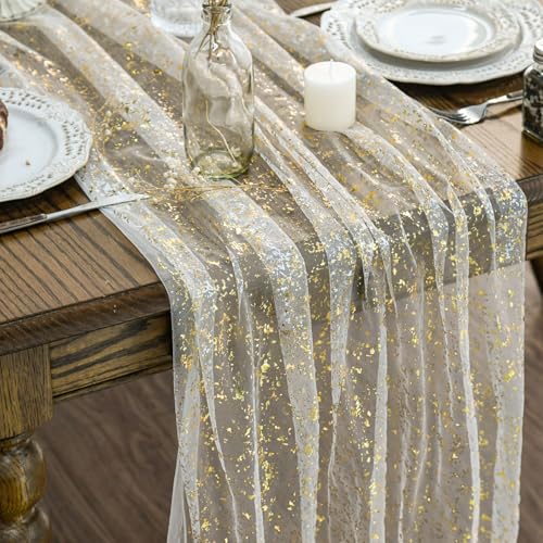 Artoid Mode Gaze Tüll Glitter Folie Beige Gold 3 Stück Tischläufer 70x300 cm, Küche Tisch Dekoration Drinnen Urlaub Party Geburtstag Dekor Artoid Mode Gaze Tüll Glitter Folie Beige Gold 3 Stück Tischläufer 70x300 cm, Küche Tisch Dekoration Drinnen Urlaub Party Geburtstag Dekor von Artoid Mode