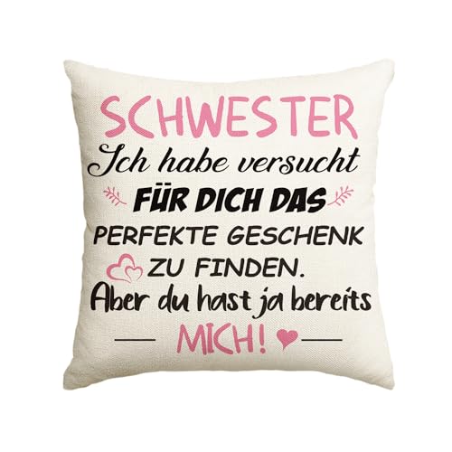 Artoid Mode Geschenk Für Schwester Kissenbezug, 45x45 cm Beste Schwester Geburtstagsgeschenke Kissen Schwesterherz Zierkissenbezug Cushion Cover Deko von Artoid Mode