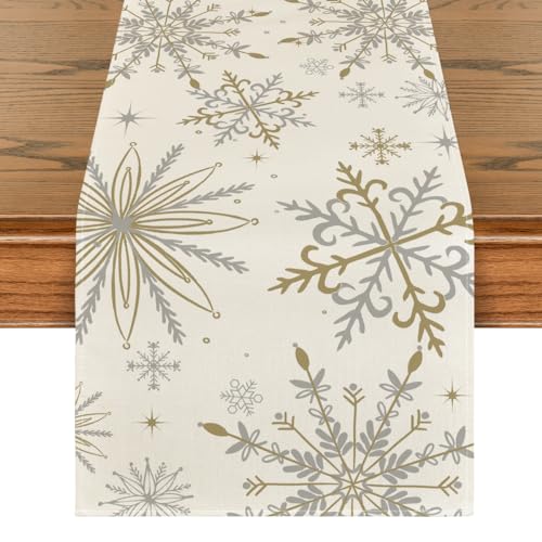 Artoid Mode Gold Schneeflocken Weihnachten Tischläufer, Saisonnal Winter Küche Tisch Dekoration Drinnen Urlaub Party Dekor 40x100 cm Artoid Mode Gold Schneeflocken Weihnachten Tischläufer, Saisonnal Winter Küche Tisch Dekoration Drinnen Urlaub Party Dekor 40x100 cm von Artoid Mode
