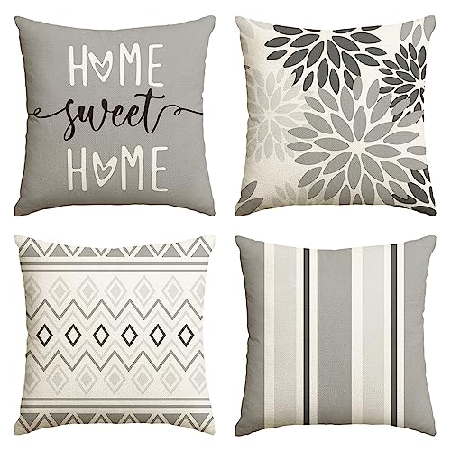 Artoid Mode Grau Dahlien Geometrisch Frühling Kissenbezüge 4er Set, 40x40 cm Zierkissenbezug Cushion Cover Couch Wohnzimmer Außenbereich Deko Artoid Mode Grau Dahlien Geometrisch Frühling Kissenbezüge 4er Set, 40x40 cm Zierkissenbezug Cushion Cover Couch Wohnzimmer Außenbereich Deko von Artoid Mode