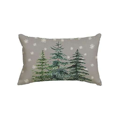 Artoid Mode Grau Kiefern Schneeflocken Weihnachten Kissenbezug, 30x50 cm Saisonnal Winter Zierkissenbezug Cushion Cover Couch Wohnzimmer Deko von Artoid Mode