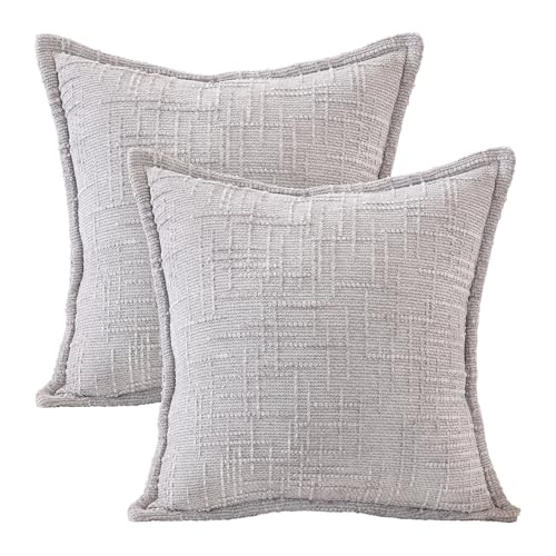 Artoid Mode Grau Leinen Optik Modern Kissenbezüge 2er Set, 45x45 cm Saisonnal Sofakissen Zierkissenbezug Cushion Cover Couch Schlafzimmer Deko von Artoid Mode