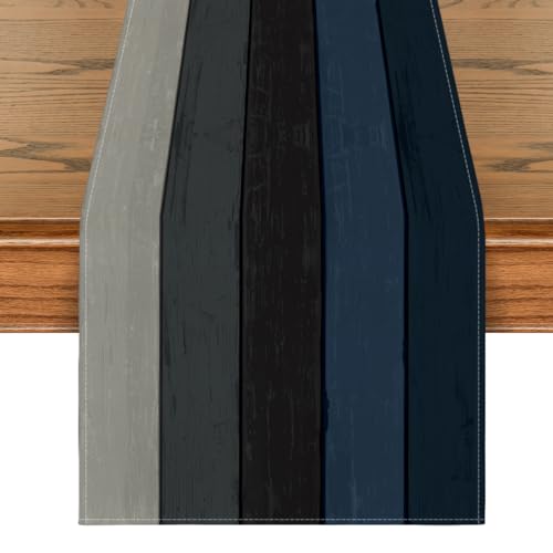 Artoid Mode Grau Planken Antik Alt Rustikal Holz Herbst Tischläufer, Saisonnal Küche Tisch Dekoration Drinnen Urlaub Party Dekor 40x180 cm von Artoid Mode