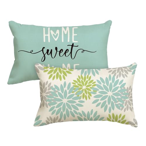 Artoid Mode Grün Dahlien Blumen Frühling Kissenbezüge 2er Set, 30x50 cm Zierkissenbezug Cushion Cover Couch Wohnzimmer Außenbereich Deko von Artoid Mode