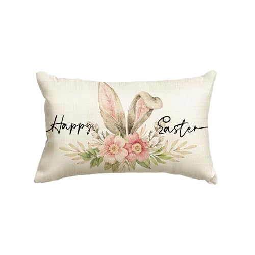 Artoid Mode Hasenohren Blumen Frohe Ostern Kissenbezug, 30x50 cm Frühling Sommer Saisonnal Zierkissenbezug Couch Wohnzimmer Deko von Artoid Mode