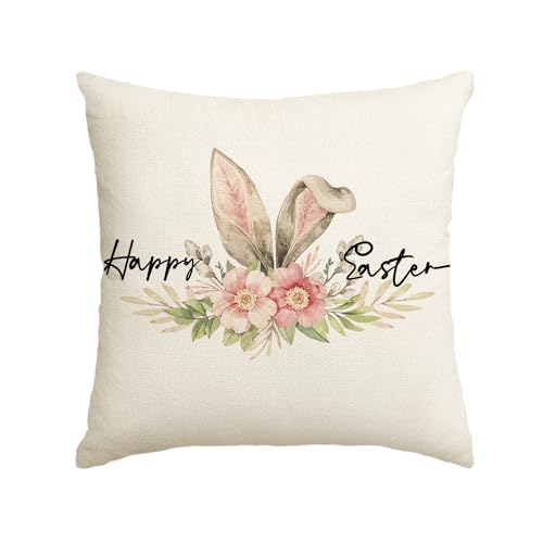 Artoid Mode Hasenohren Frohe Ostern Kissenbezug, 45x45 cm Frühling Sommer Zierkissenbezug Couch Wohnzimmer Deko von Artoid Mode