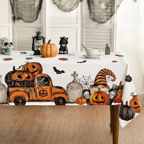 Artoid Mode Jack-o'-Lantern Geist Lastwagen GNOME Halloween Tischdecke 140x220 cm, Grabsteine LKW Fleckschutz Tischwäsche Küche Dekoration Party Dekor von Artoid Mode