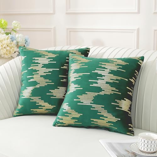 Artoid Mode Jacquard Golden Linie Grün Kissenbezüge 2er Set, 45x45 cm Zierkissenbezug Cushion Cover Couch Holiday Sofa Wohnzimmer Deko Artoid Mode Jacquard Golden Linie Grün Kissenbezüge 2er Set, 45x45 cm Zierkissenbezug Cushion Cover Couch Holiday Sofa Wohnzimmer Deko von Artoid Mode