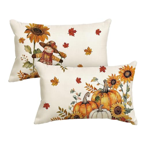Artoid Mode Kürbisse Vogelscheuche Sonnenblumen Ahornblätter Herbst Kissenbezüge 2er Set, 30x50 cm Fall Zierkissenbezug Cushion Cover Couch Deko Artoid Mode Kürbisse Vogelscheuche Sonnenblumen Ahornblätter Herbst Kissenbezüge 2er Set, 30x50 cm Fall Zierkissenbezug Cushion Cover Couch Deko von Artoid Mode