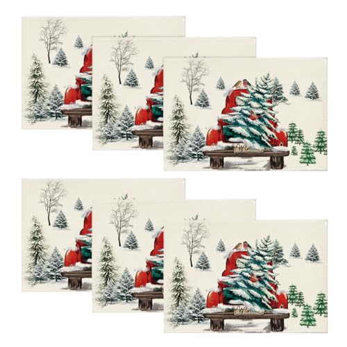 Artoid Mode Lastkraftwagen Bäume Weihnachten Platzsets 6er Set, 30x45cm Urlaub Winter Bankett Tischsets Waschbar Platzdeckchen Küche Party Deko Artoid Mode Lastkraftwagen Bäume Weihnachten Platzsets 6er Set, 30x45cm Urlaub Winter Bankett Tischsets Waschbar Platzdeckchen Küche Party Deko von Artoid Mode