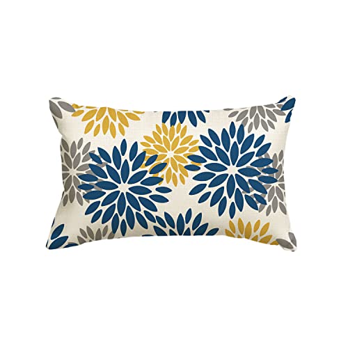 Artoid Mode Marineblau Blumen Dahlien Sommer Kissenbezug, 30x50 cm Saisonnal Zierkissenbezug Couch Wohnzimmer Deko von Artoid Mode