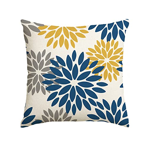 Artoid Mode Marineblau Blumen Dahlien Sommer Kissenbezug, 45x45 cm Saisonnal Zierkissenbezug Couch Wohnzimmer Deko von Artoid Mode