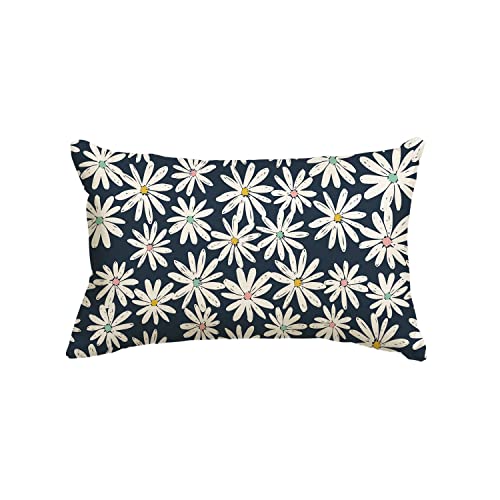 Artoid Mode Marineblaue Gänseblümchen Blumen Sommer Kissenbezug, 30x50 cm Saisonnal Zierkissenbezug Couch Wohnzimmer Deko von Artoid Mode