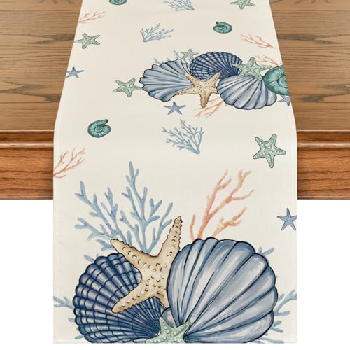 Artoid Mode Meer Muschel Seestern Sommer Tischläufer, Saisonnal Küche Esstisch Dekoration Drinnen Urlaub Party Dekor 40x180 cm Artoid Mode Meer Muschel Seestern Sommer Tischläufer, Saisonnal Küche Esstisch Dekoration Drinnen Urlaub Party Dekor 40x180 cm von Artoid Mode
