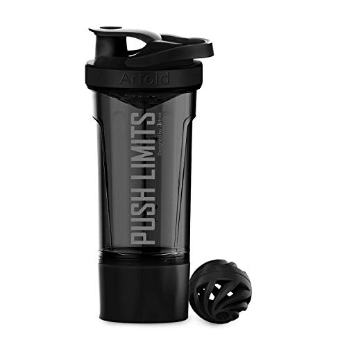 Artoid Mode Motivationaler Sportmixer 720ml Shaker für Eiweiß/Protein, mit Sieb Spiralkugel 200ml Aufbewahrungsbox&Henkel, Trinkflasche für Gym Fitness Pulver Nahrungsergänzungen BPA frei von Artoid Mode