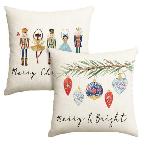 Artoid Mode Nussknacker Kugeln Frohe Weihnachten Kissenbezüge 2er Set, 45x45 cm Merry Christmas Xmas Zierkissenbezug Cushion Cover Couch Deko Artoid Mode Nussknacker Kugeln Frohe Weihnachten Kissenbezüge 2er Set, 45x45 cm Merry Christmas Xmas Zierkissenbezug Cushion Cover Couch Deko von Artoid Mode