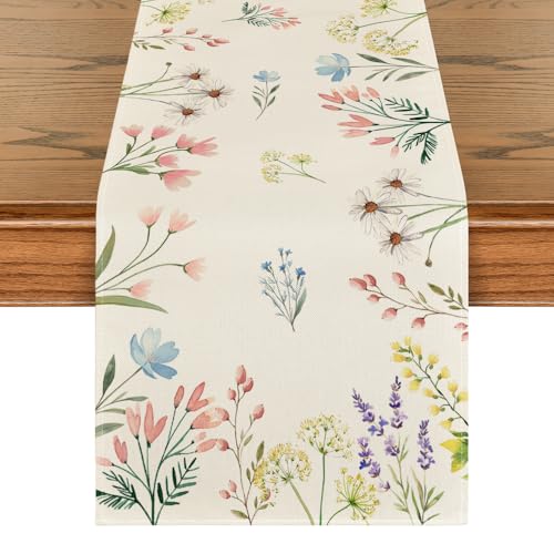 Artoid Mode Pflanzen Blumen Frühling Tischläufer, Saisonnal Sommer Küche Tisch Dekoration Drinnen Urlaub Party Dekor 40x180 cm von Artoid Mode