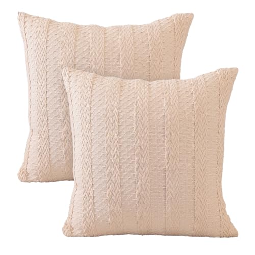 Artoid Mode Rosa Streifen Weben Kissenbezüge 2er Set, 45x45 cm Saisonnal Sofakissen Zierkissenbezug Cushion Cover Couch Schlafzimmer Deko von Artoid Mode