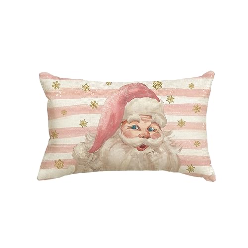 Artoid Mode Rosa Weihnachtsmann Streifen Weihnachten Kissenbezug, 30x50 cm Winter Zierkissenbezug Couch Wohnzimmer Deko von Artoid Mode