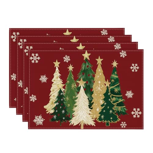 Artoid Mode Rot Bäume Schneeflocken Weihnachten Platzsets 4er Set, 30x45cm Winter Tischset Waschbar Platzdeckchen Küche Party Deko Artoid Mode Rot Bäume Schneeflocken Weihnachten Platzsets 4er Set, 30x45cm Winter Tischset Waschbar Platzdeckchen Küche Party Deko von Artoid Mode
