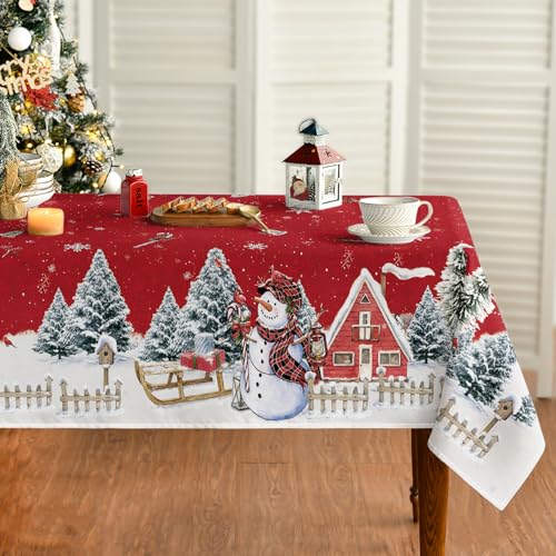 Artoid Mode Rot Haus Schnee Bäume Zaun Schneemann Weihnachten Tischdecke 140x200 cm, Winter Fleckschutz Tischwäsche Küche Dekoration Party Dekor Artoid Mode Rot Haus Schnee Bäume Zaun Schneemann Weihnachten Tischdecke 140x200 cm, Winter Fleckschutz Tischwäsche Küche Dekoration Party Dekor von Artoid Mode
