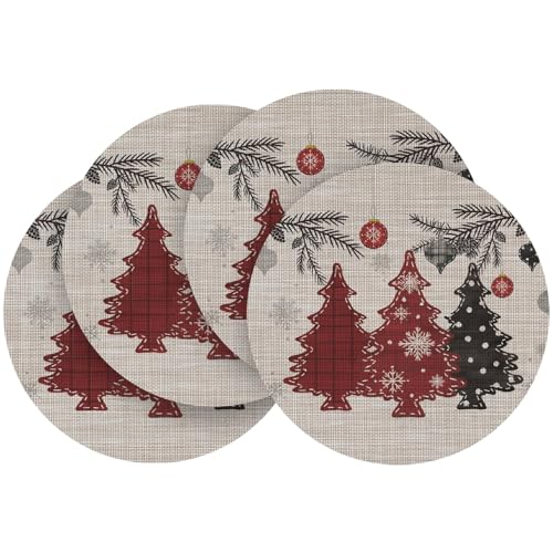Artoid Mode Rot Kiefer Bäume Weihnachten PVC Round Platzsets 4er Set, 36cm Winter Tischsets Schmutzabweisend Hitzebeständig Platzdeckchen Küche Deko Artoid Mode Rot Kiefer Bäume Weihnachten PVC Round Platzsets 4er Set, 36cm Winter Tischsets Schmutzabweisend Hitzebeständig Platzdeckchen Küche Deko von Artoid Mode