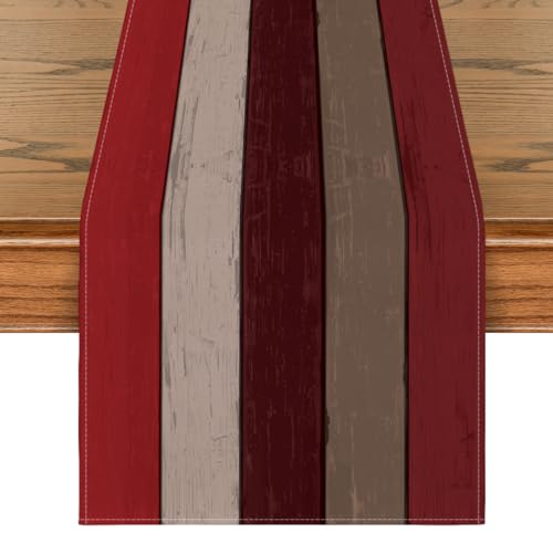 Artoid Mode Rot Planken Antik Alt Rustikal Holz Herbst Tischläufer, Saisonnal Küche Tisch Dekoration Drinnen Urlaub Party Dekor 40x140 cm von Artoid Mode