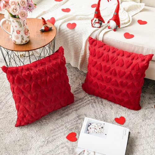 Artoid Mode Rot Weich Künstliche Pelz Jacquard Herz Kissenbezüge 2er Set, 40x40 cm Plüsch Samt Sofakissen Zierkissenbezug Schlafzimmer Deko Artoid Mode Rot Weich Künstliche Pelz Jacquard Herz Kissenbezüge 2er Set, 40x40 cm Plüsch Samt Sofakissen Zierkissenbezug Schlafzimmer Deko von Artoid Mode