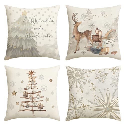 Artoid Mode Schneeflocken Bäume Geschenke Rentier Weihnachten Kissenbezüge 4er Set, 45x45 cm Winter Stern Zierkissenbezug Cushion Cover Couch Deko Artoid Mode Schneeflocken Bäume Geschenke Rentier Weihnachten Kissenbezüge 4er Set, 45x45 cm Winter Stern Zierkissenbezug Cushion Cover Couch Deko von Artoid Mode