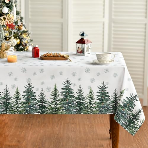 Artoid Mode Schneeflocken Bäume Weihnachten Tischdecke 140x200 cm, Winter Christmas Fleckschutz Tischwäsche Küche Dekoration Party Dekor von Artoid Mode