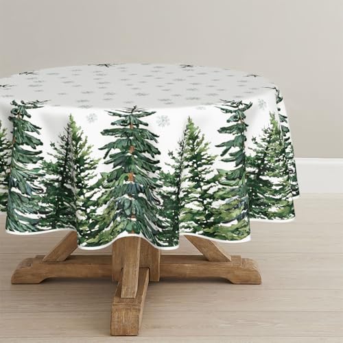 Artoid Mode Schneeflocken Bäume Weihnachten Tischdecke Rund 120 cm, Winter Christmas Fleckschutz Tischwäsche Küche Dekoration Party Dekor von Artoid Mode