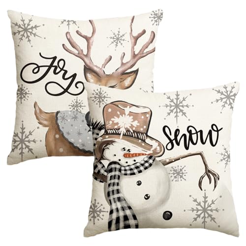 Artoid Mode Schneemann Rentier Schneeflocken Weihnachten Kissenbezüge 2er Set, 45x45 cm Christmas Xmas Zierkissenbezug Cushion Cover Couch Deko Artoid Mode Schneemann Rentier Schneeflocken Weihnachten Kissenbezüge 2er Set, 45x45 cm Christmas Xmas Zierkissenbezug Cushion Cover Couch Deko von Artoid Mode